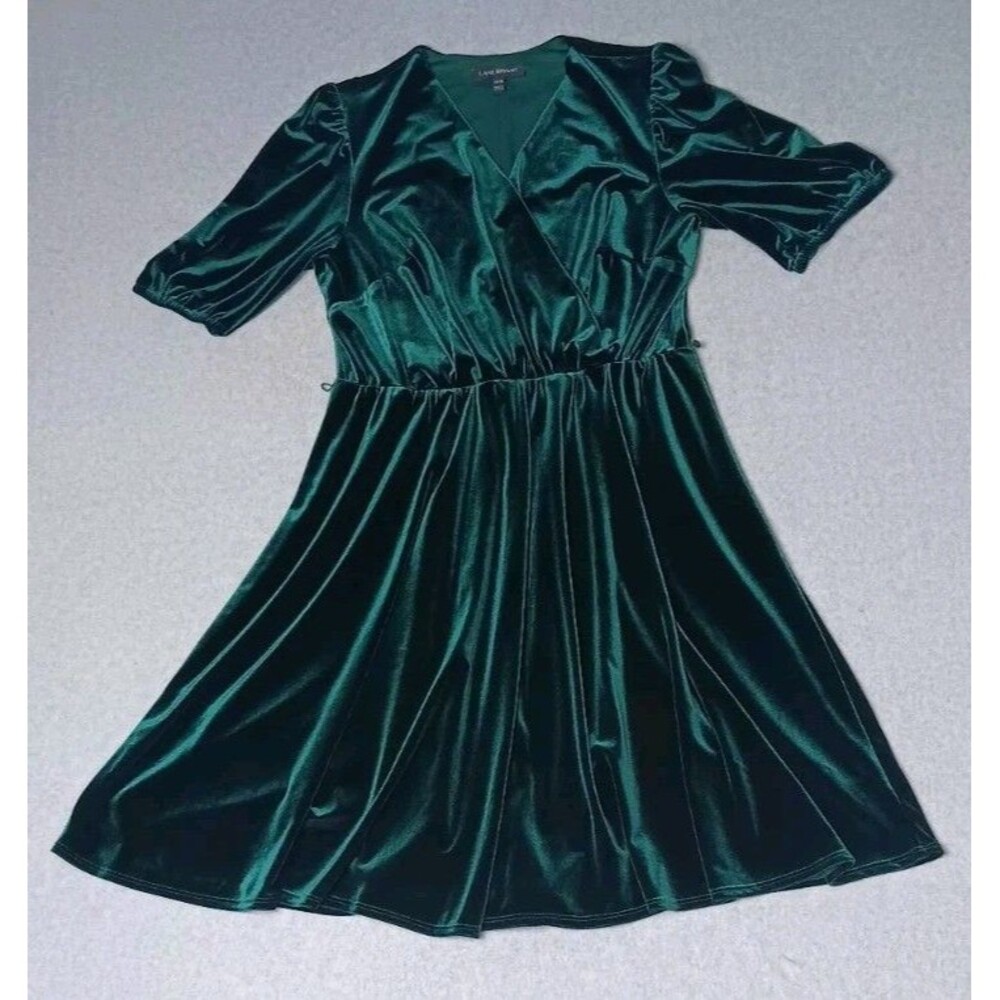 Lane Bryant Fit And Flare Smocked Sleeve Midi Velvet Dress Womens Size 14/16...